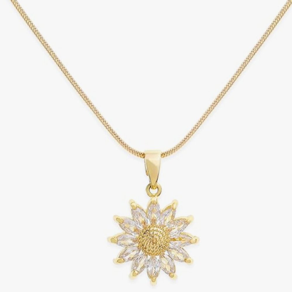 Sunflower Gold Rhinestone Necklace